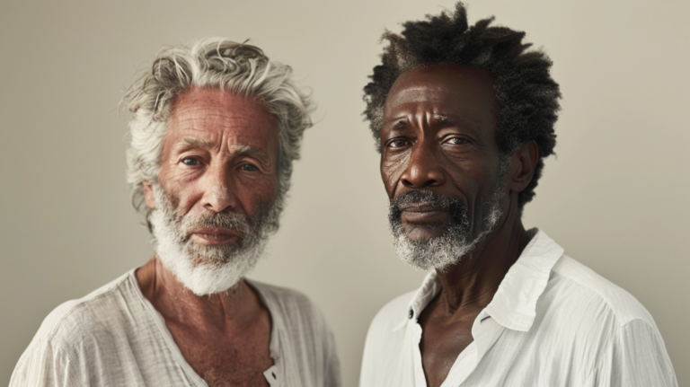 Two Elderly Men Standing Together