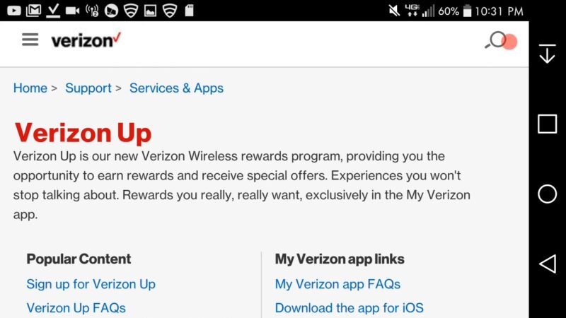 Verizon Up Rewards Program