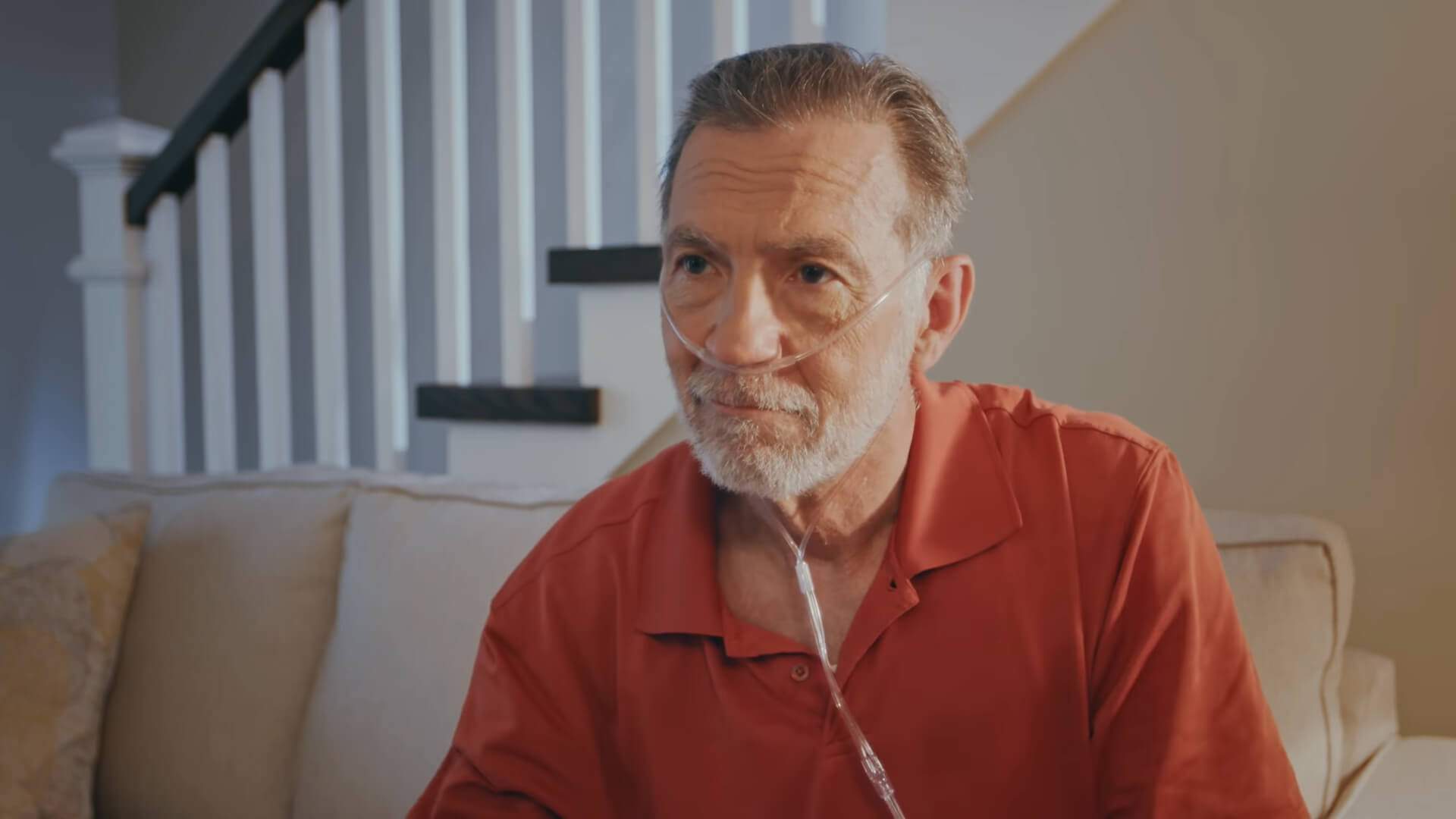 A man undergoing oxygen therapy at home