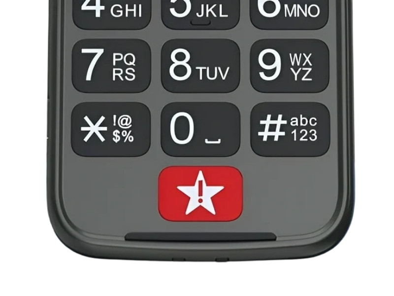 The emergency button on a Jitterbug phone